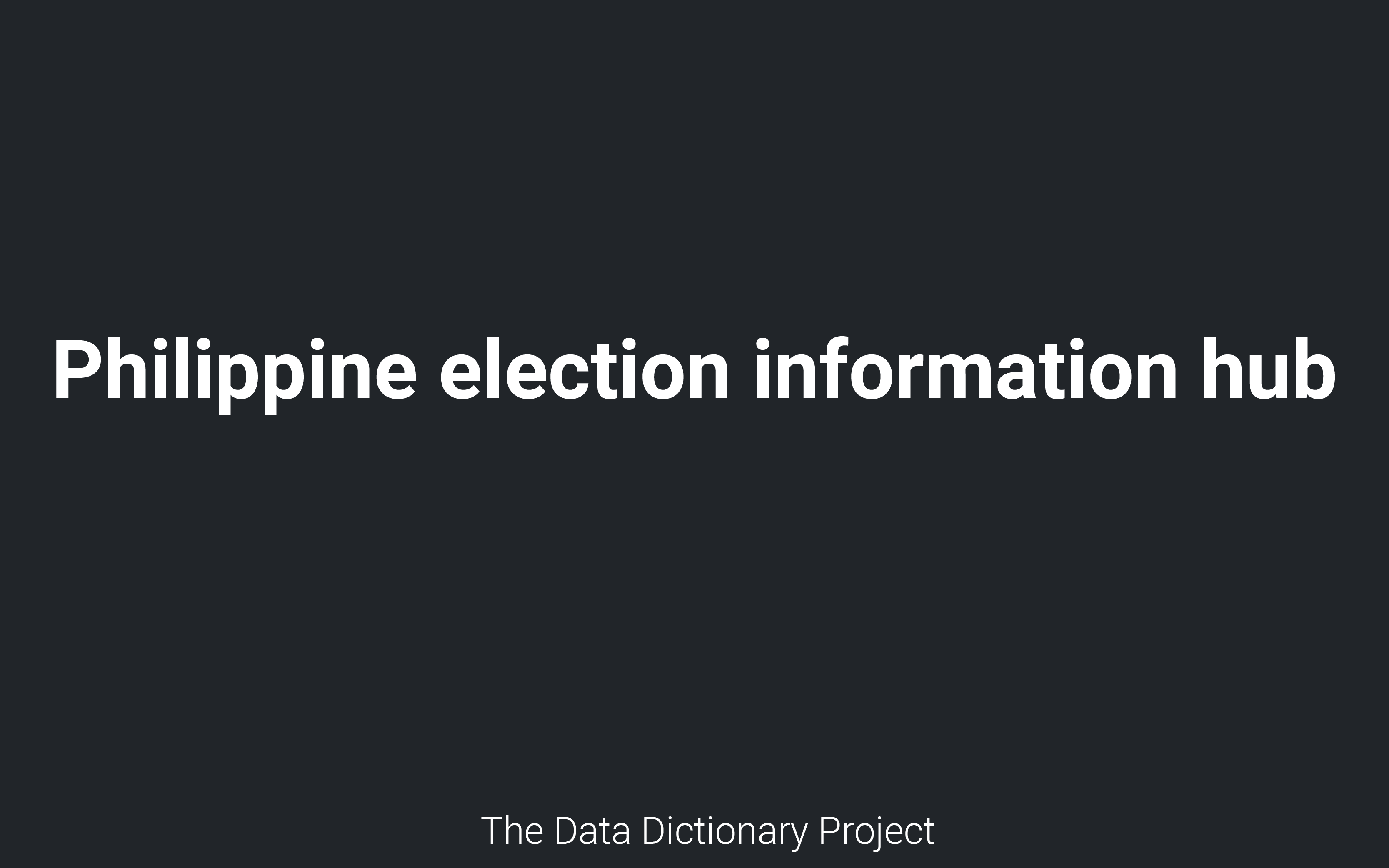 A title page that reads 'Philippine election information hub'.